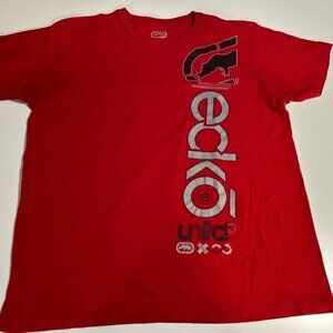 Ecko Unlimited Red and Gray Logo Tee